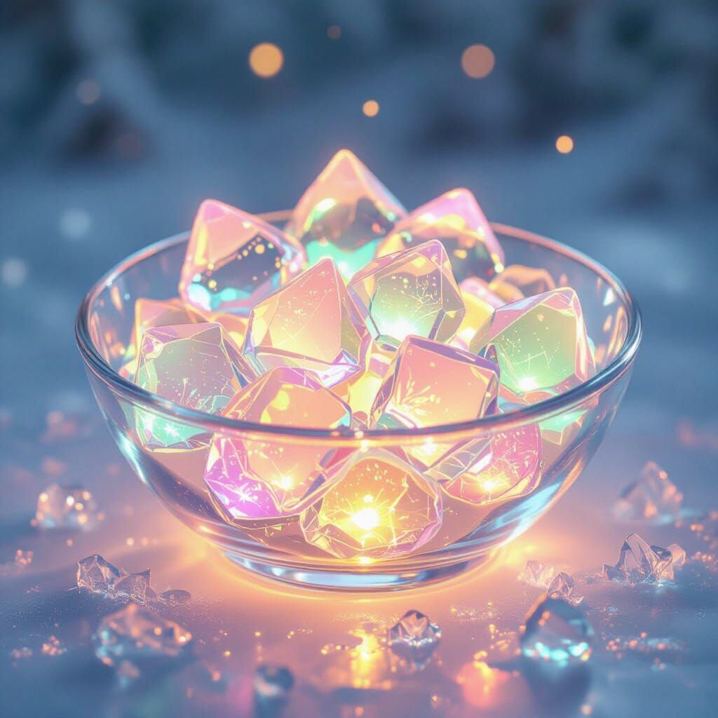 Frozen Fluorescent Waterdrops in Hyperrealistic Style