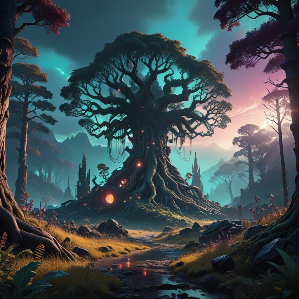 Luminous Portal in a Fantastical Realm