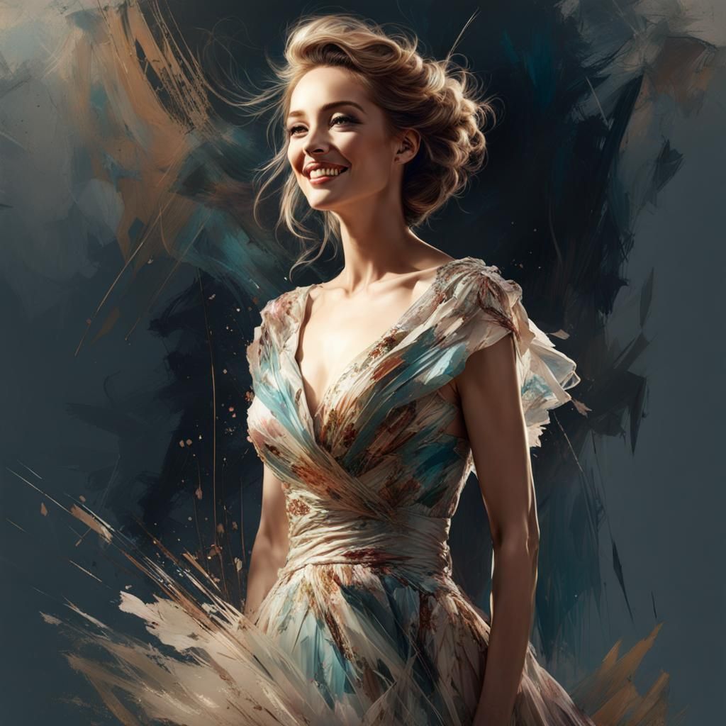 Vintage Dress in Spotlight, Elegant Digital Art