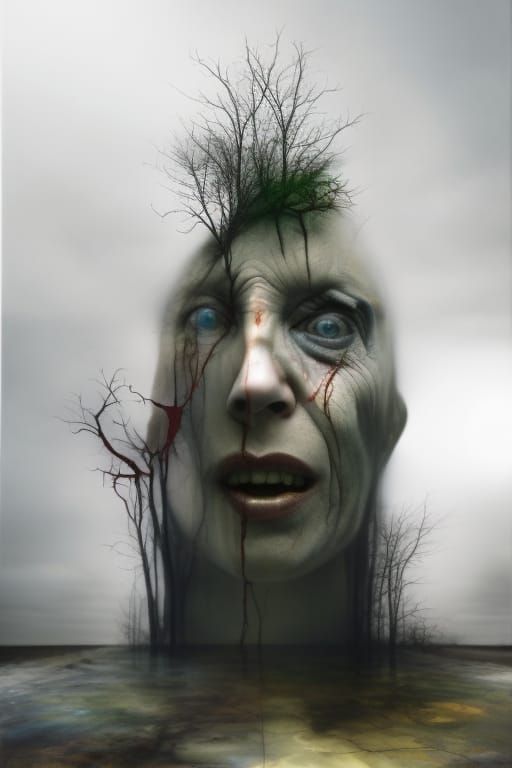 Hyperdetailed Wraiths and Strays Collage, Mixed Media