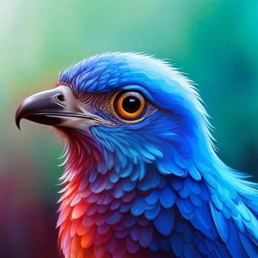 Hyperrealistic Blue Bird Splash Art