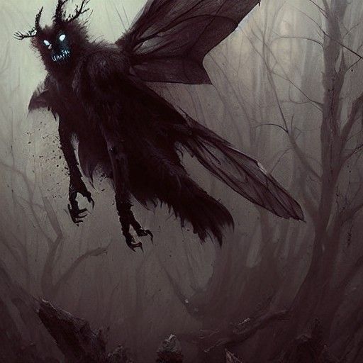 Sinister Mothman Myth in Fantasy Art Style