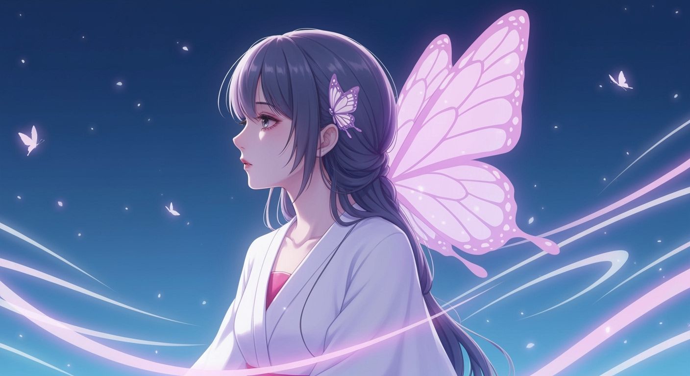 Pastel Goth Anime Girl with Butterfly Wings