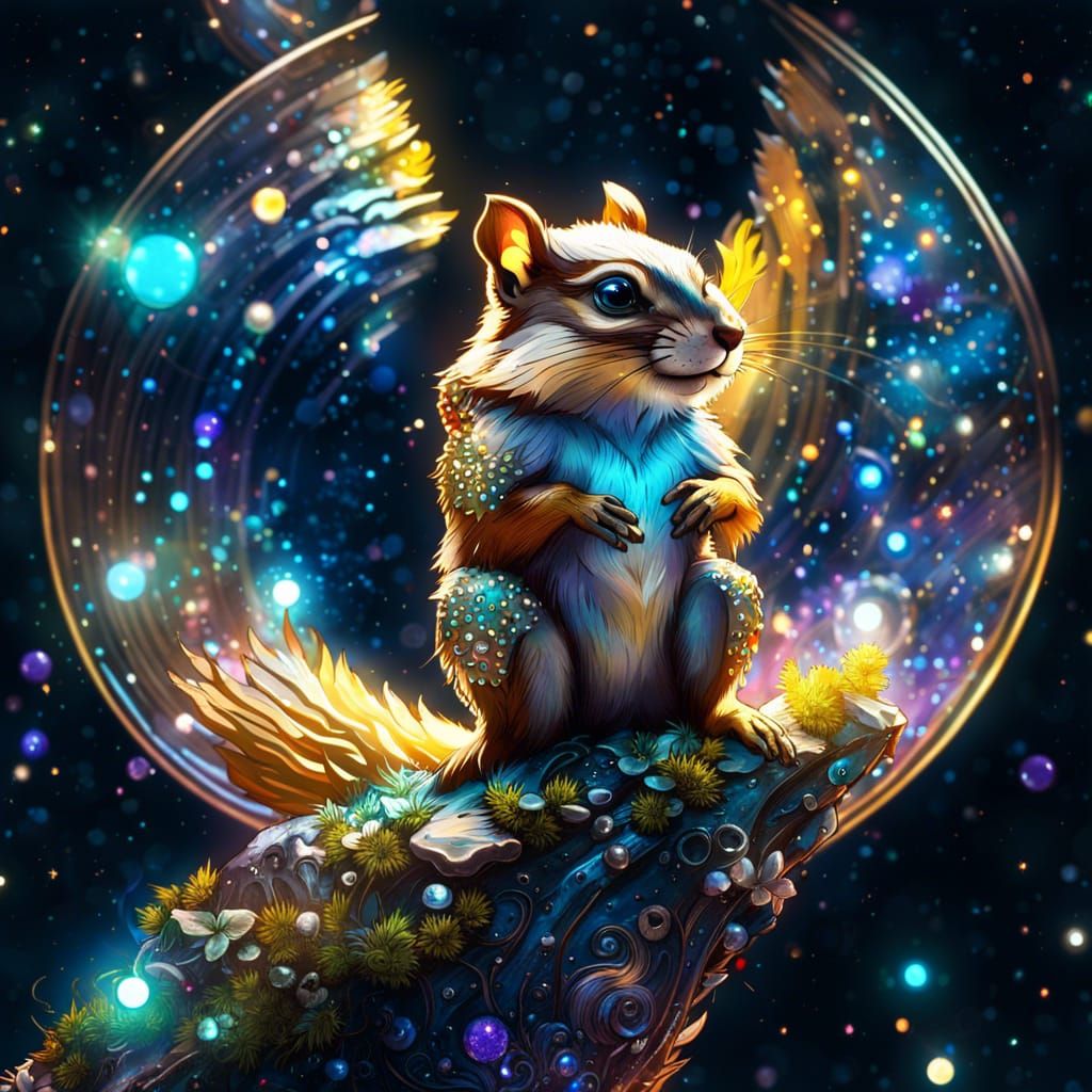 Celestial Chipmunk in Borderland Fantasycore Style