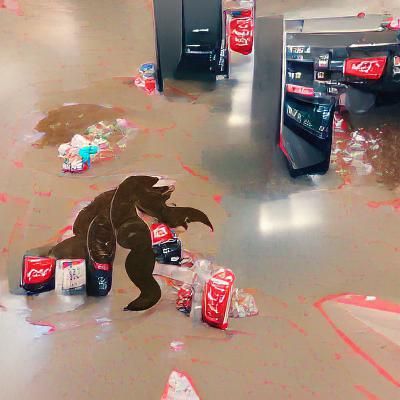 Cryptid Family Grocery Store Mishap with Coke Zero