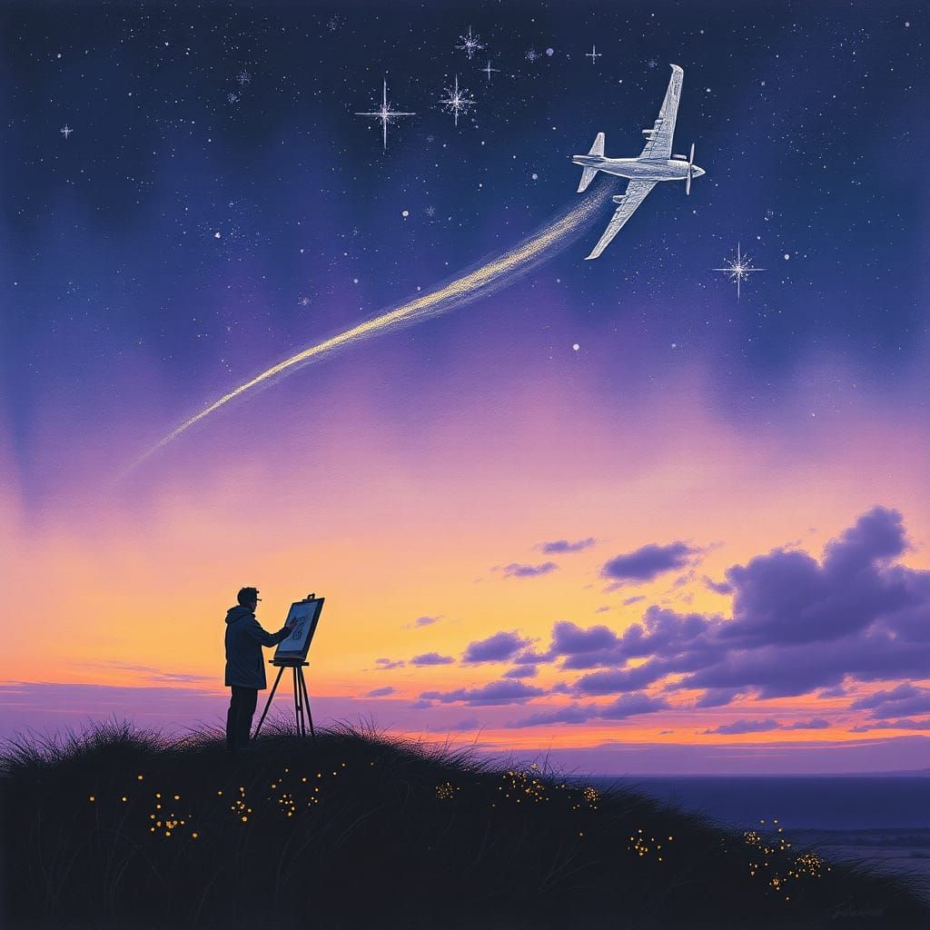 A Lone Artist Captures the Whispers of Twilight in Cyberpunk...