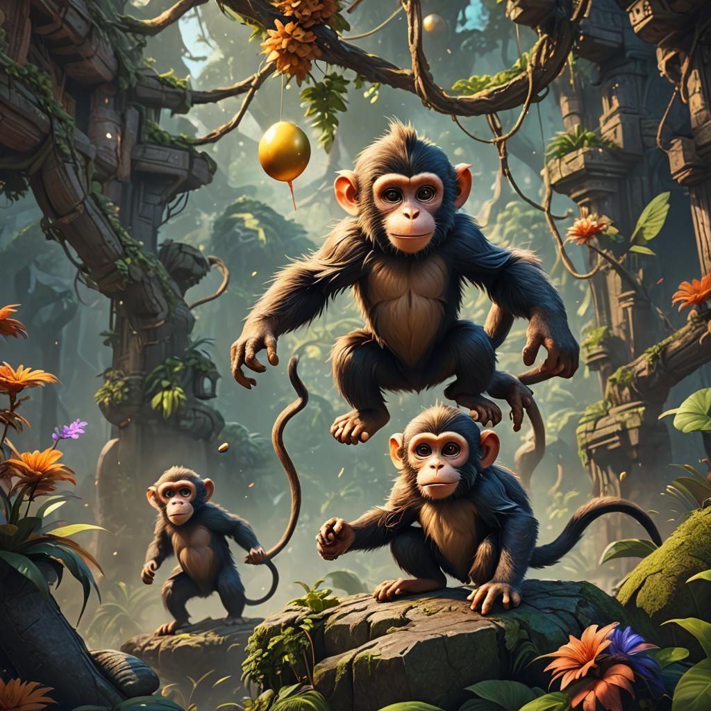 Detailed Matte Painting of a Furry Monkey