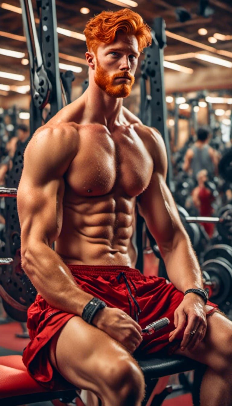 Handsome Redhead Hunk at the Gym
