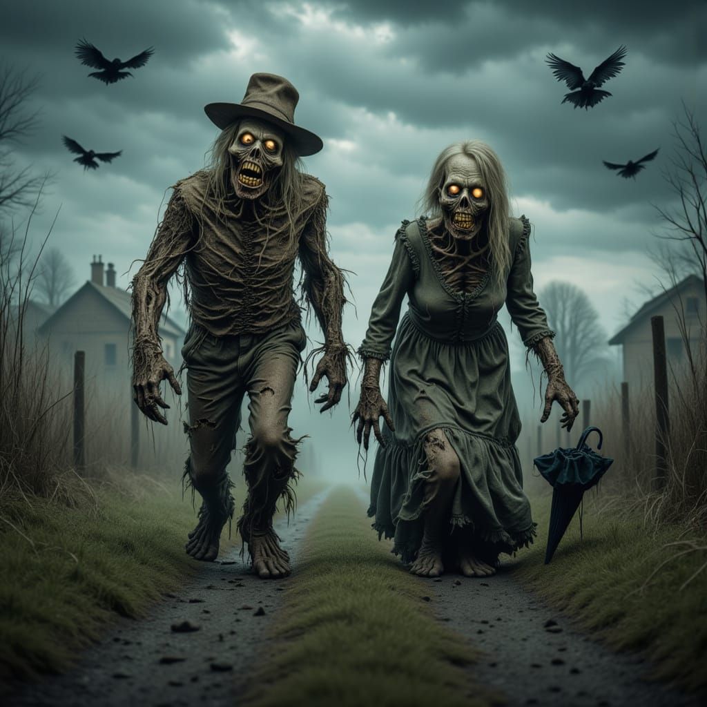 Zombie Worzel Gummidge & Aunt Sally on Misty Lane