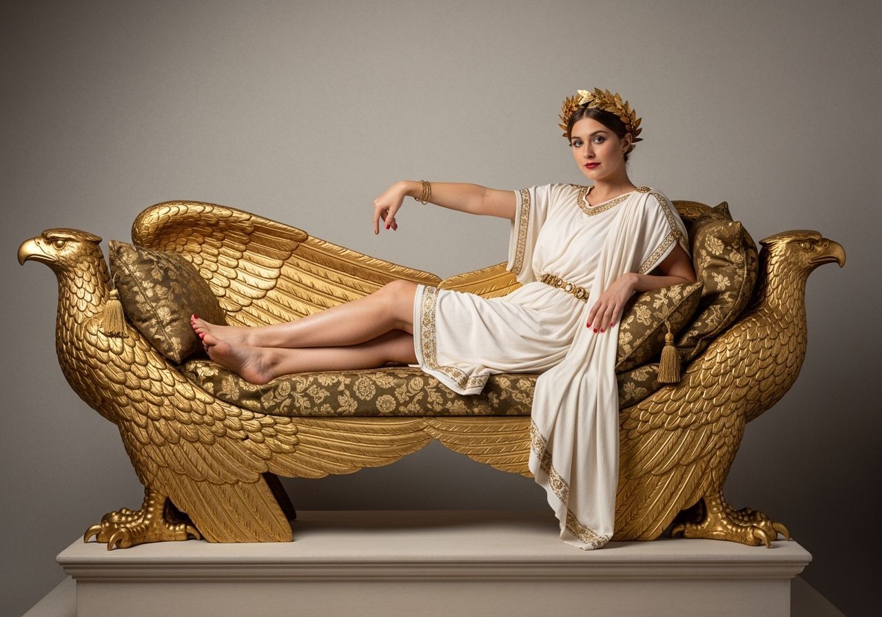 Roman Empress Lounging on Gold Chaise Longue
