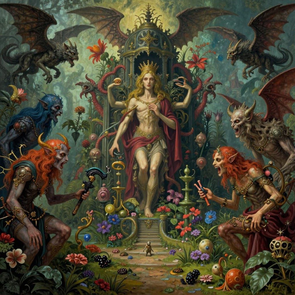 Bosch-Inspired Hellish Grotesques and Gargoyles Matte Painti...