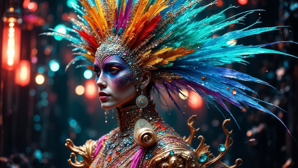 Glitchcore Cabaret Dancer in Avant-Garde Fashion