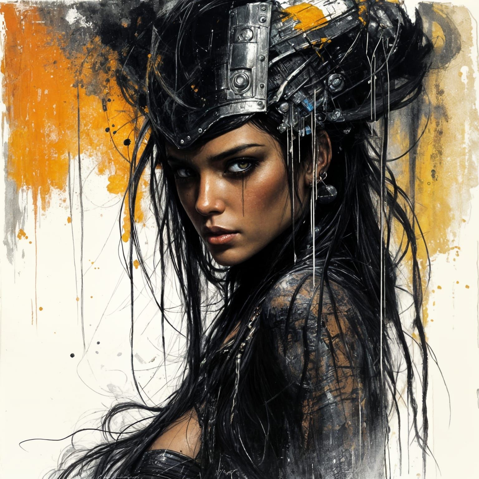 Cyberpunk Inca Woman Art