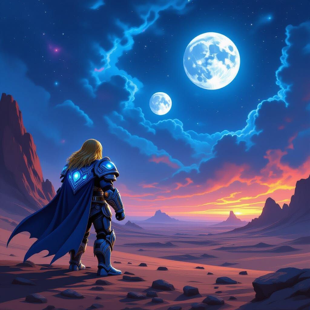 He-Man Lego Figure on Alien Planet in Nebula