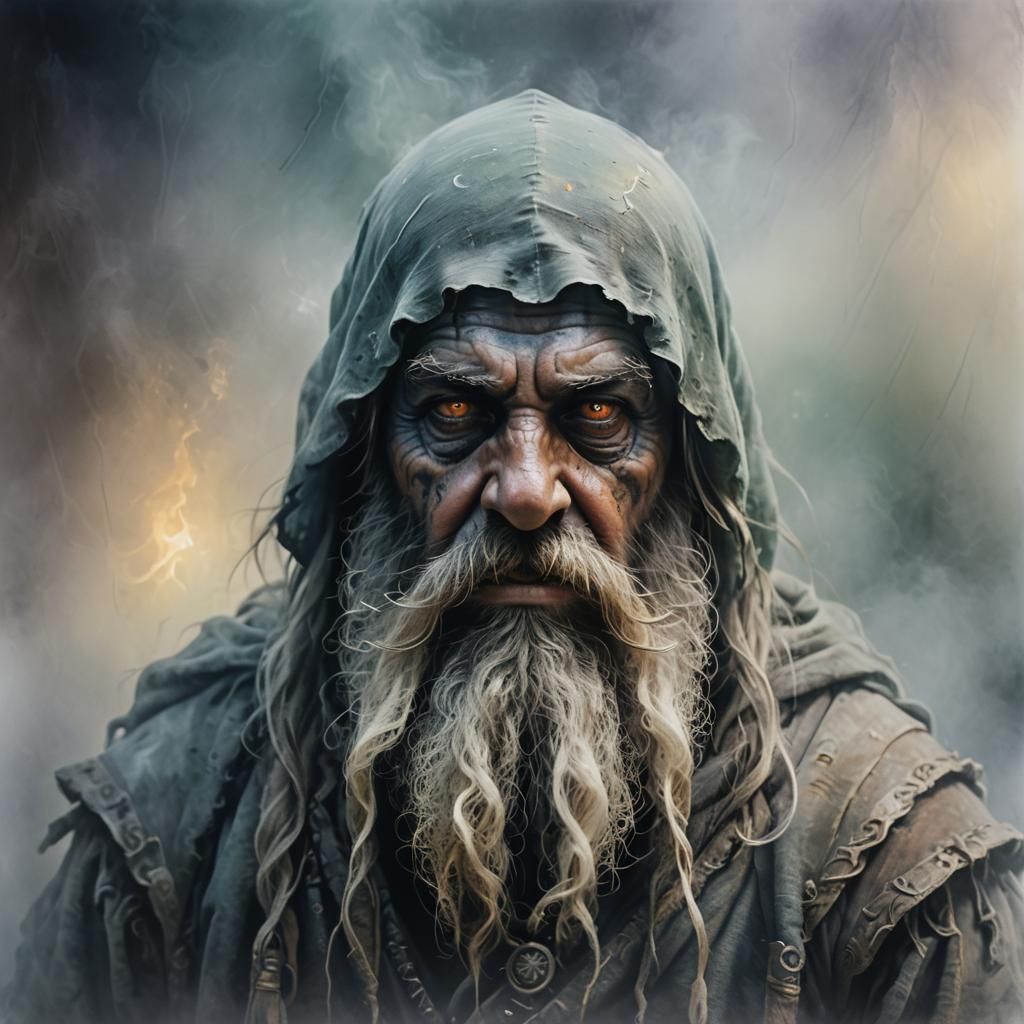 Spectral Dwarf Warrior Portrait in Acrylic Art