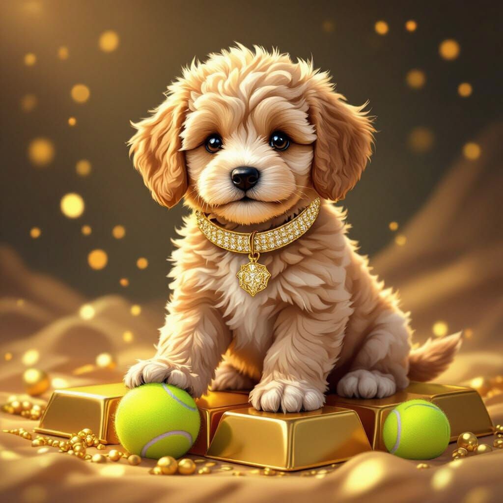 Golden Doodle Puppy in Manga Style