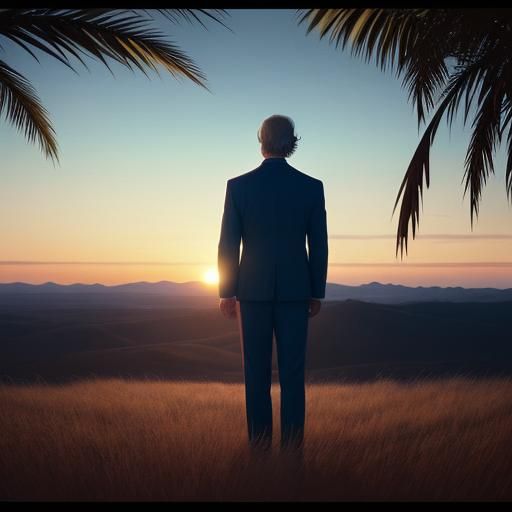 Cinematic Distant JOEYWOOD Sign with Palms