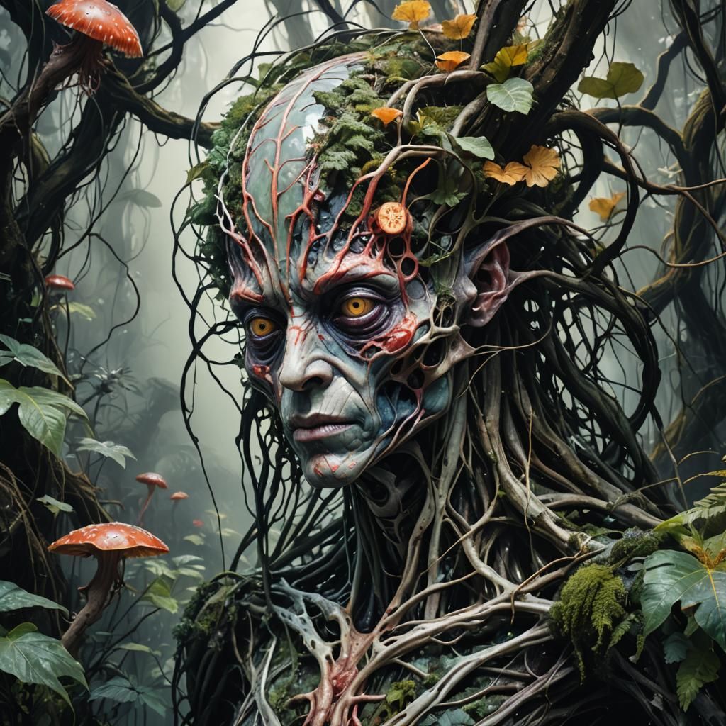 Surreal Macro View of Ancient Alien Jungle Creature