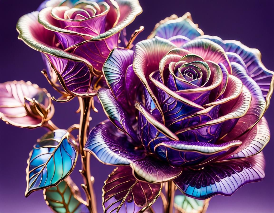 Enameled Glass Figurine of Roses