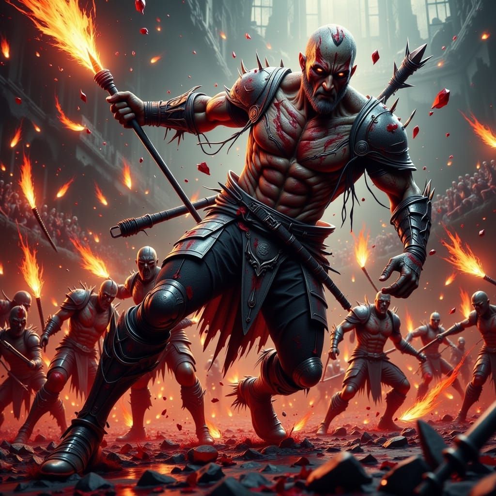 Dark Medieval MMA Fighter Executes Devastating Kick in Blood...