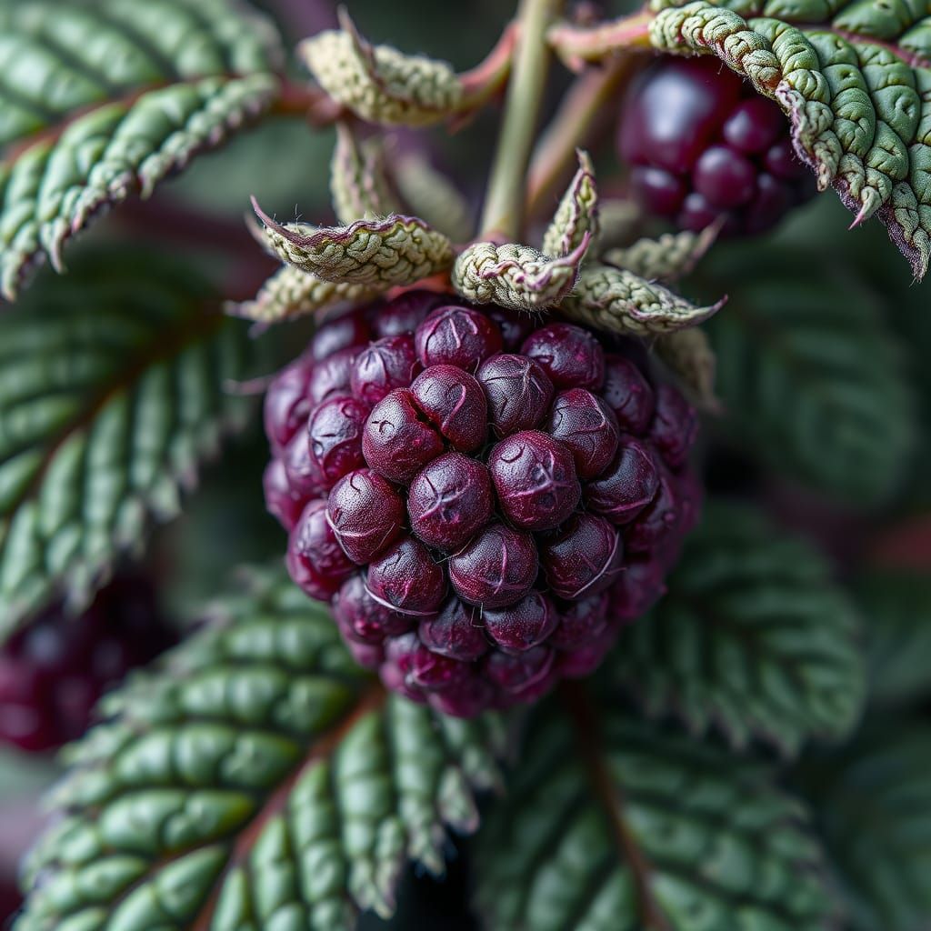 Vibrant Crocheted Raspberry with Whimsical Leaves