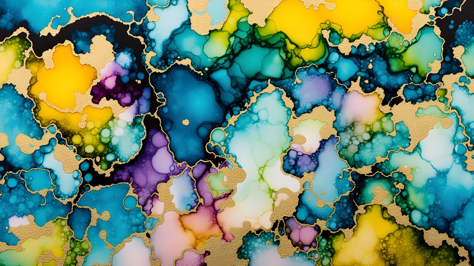 Vibrant Alcohol Inks Garden in Impasto Style