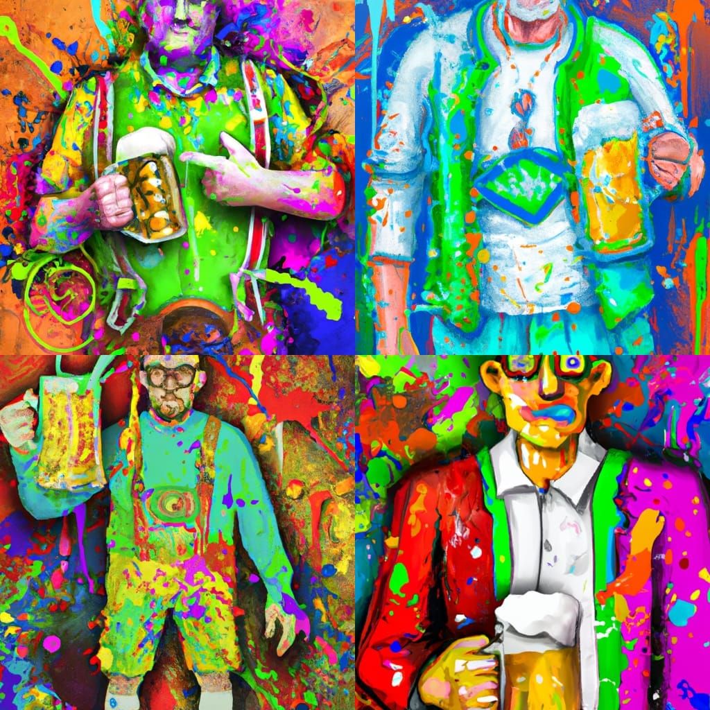 German Man in Lederhosen: Graffiti Street Art