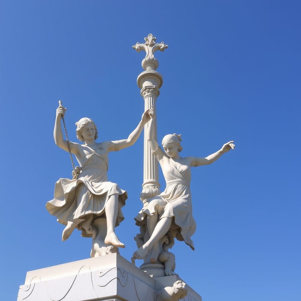 Ethereal Dancing Statues in Mid-Air