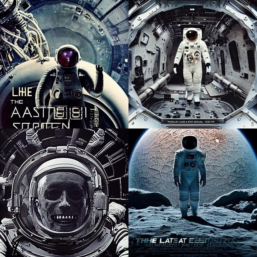 Astronaut Silhouette in Sci-Fi Horror Landscape