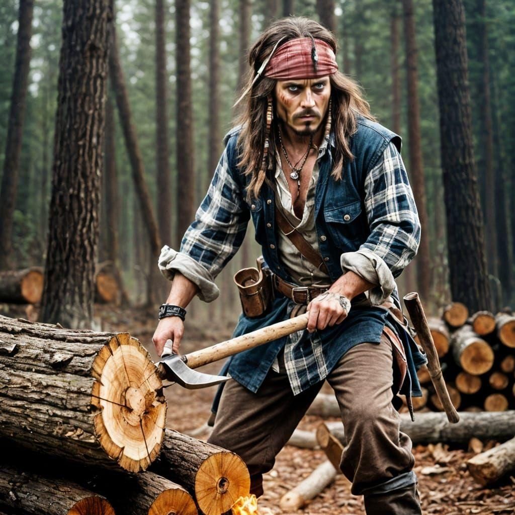 Captain Jack Sparrow as Lumberjack: 3D Render