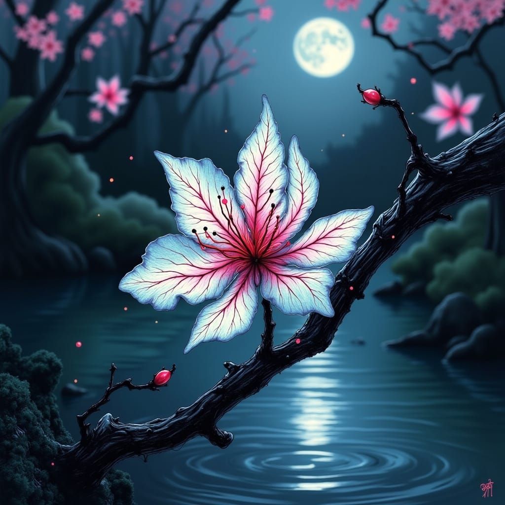 Cherry Blossoms in the moonlight