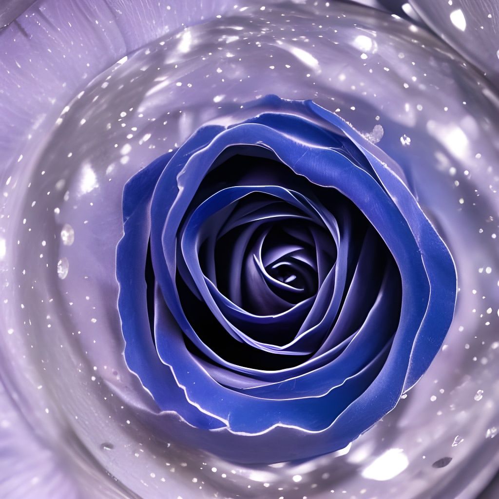 Photorealistic Dark Blue Rose in Glass Orb