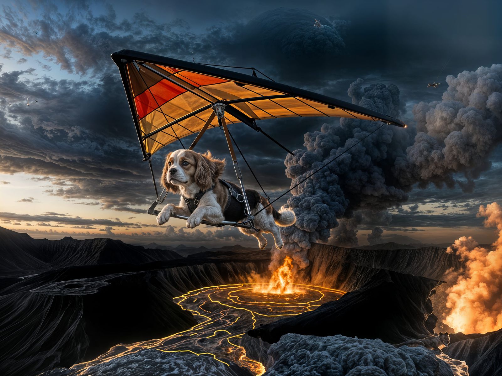 Hang Gliding Cavalier Soars Over Kīlauea Volcano