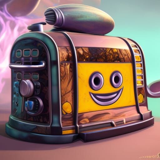Wickedly Smiling Toaster in Detailed Matte Painting