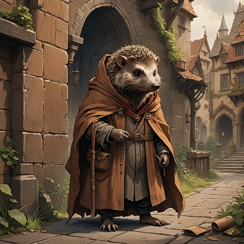 Hedgehog Elder Scholar in Redwall Style