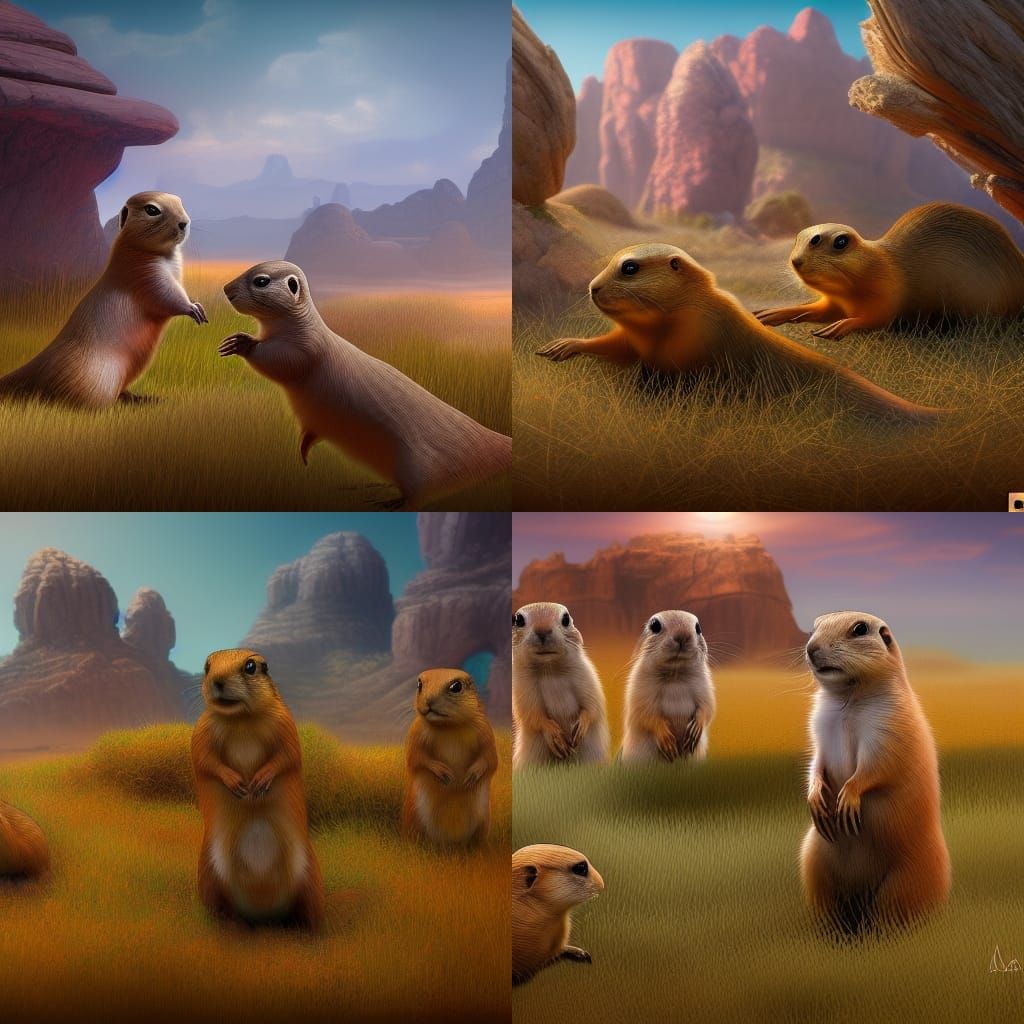 Prairie Dogs in Detailed Matte Painting