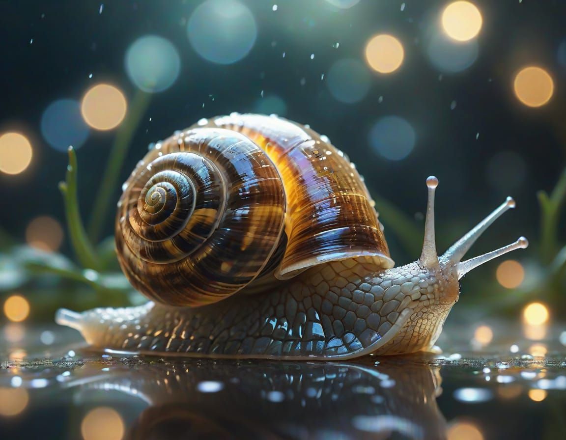 Ethereal Glass Snail Radiant with Soft Glowing Lights