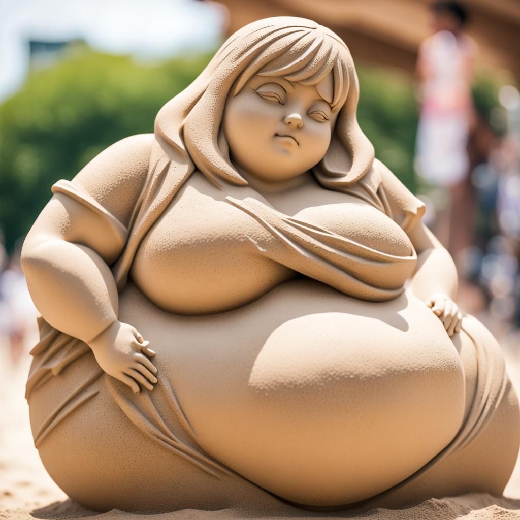 Anime Sand Sculpture in Natural Lighting