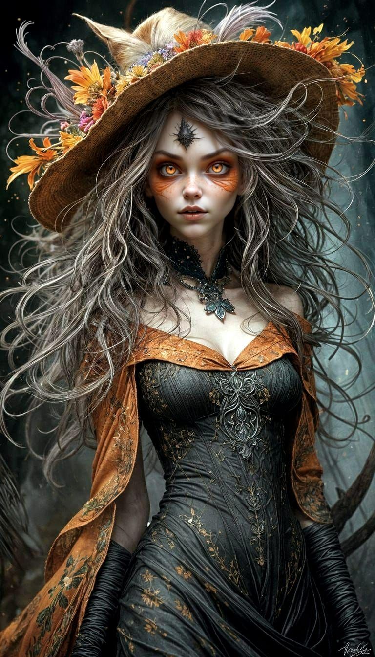 Stunning Witch Portrait in Digital Art Style