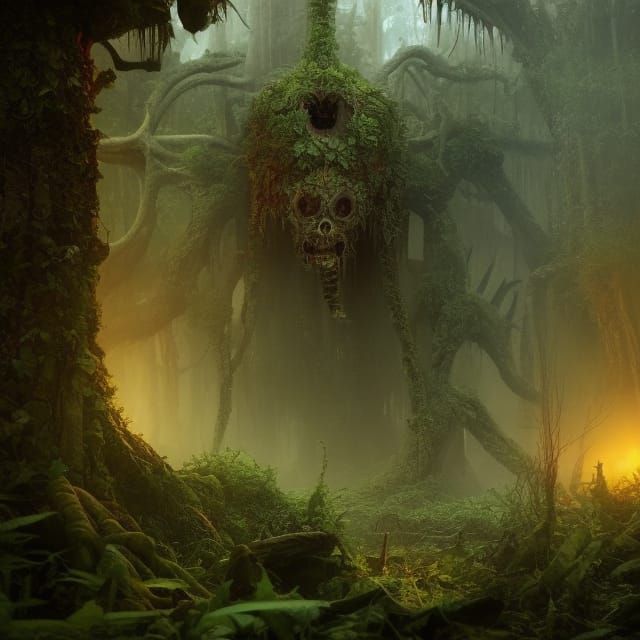 Hyperdetailed Jungle Demon Lord by Overgrown Ruins