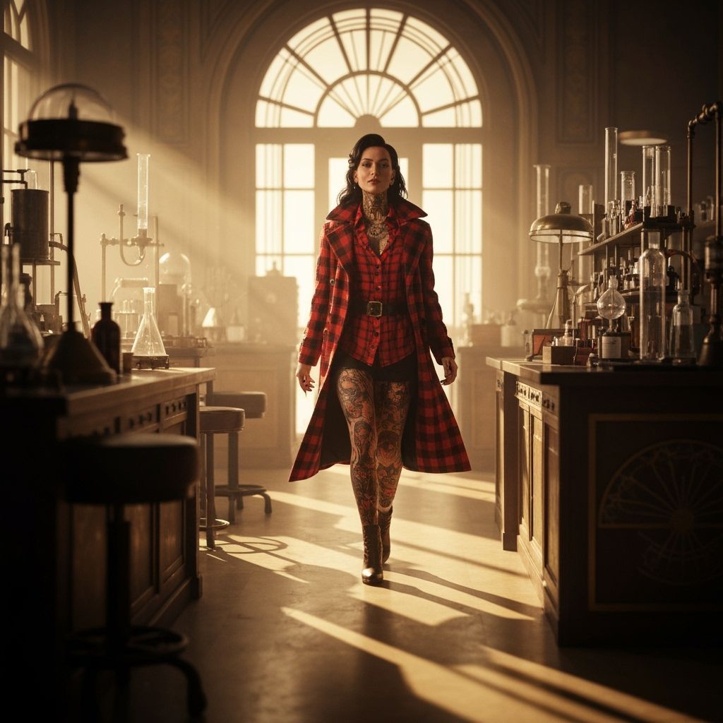 Art Deco Lab: Muscular Woman with Tattoos