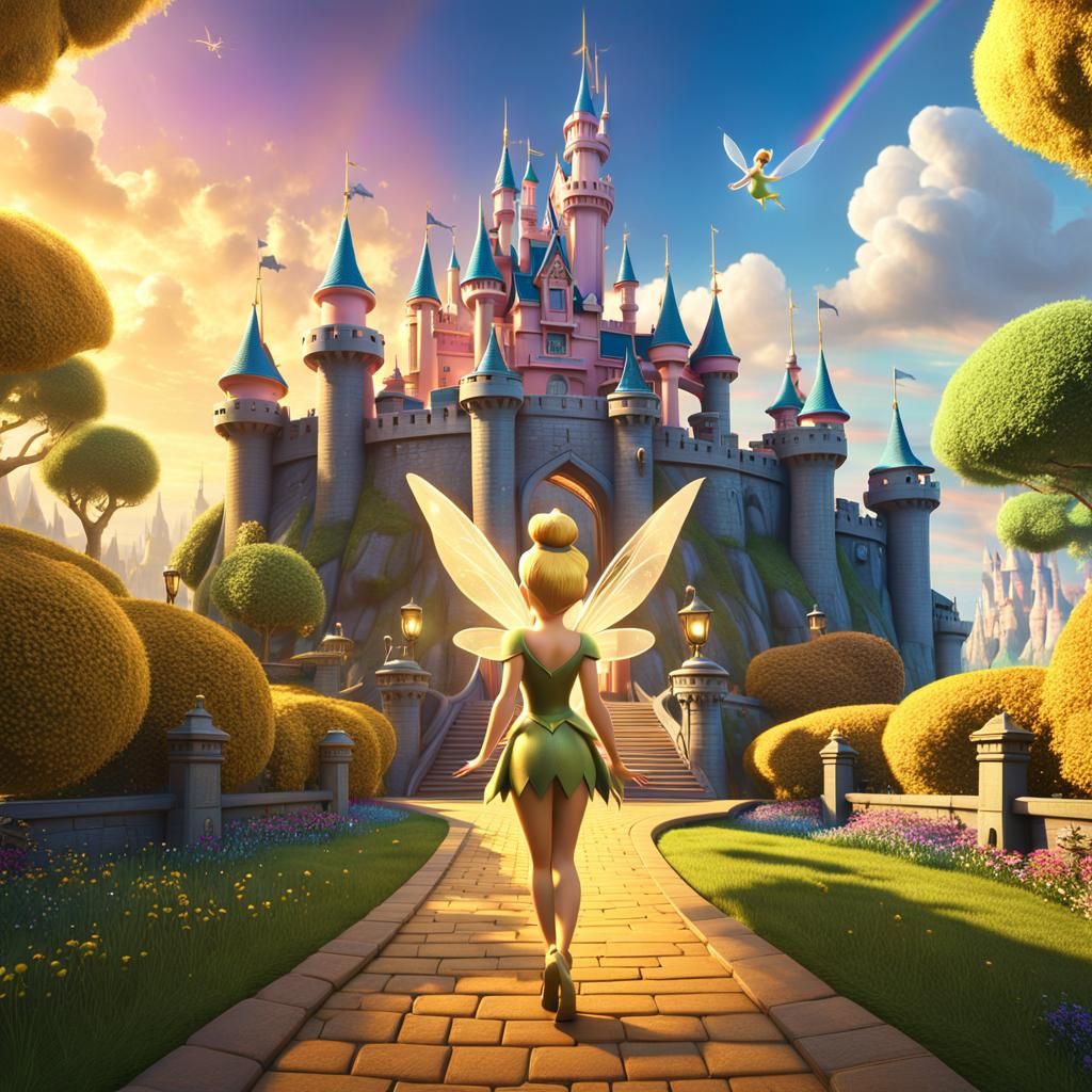 Tinkerbell on the Yellow Brick Road: 3D Render
