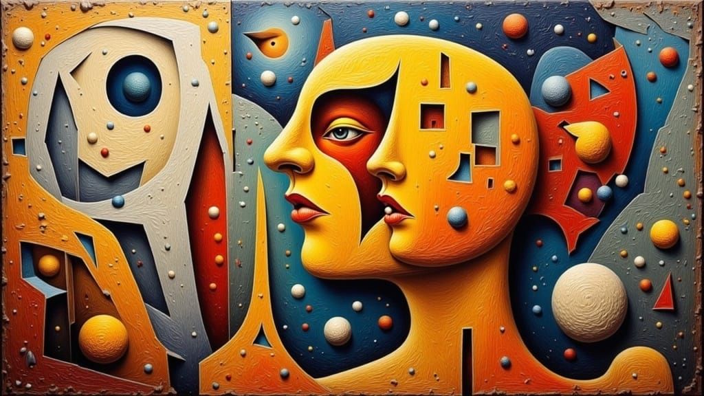 Vibrant Figure in Distressed Landscape