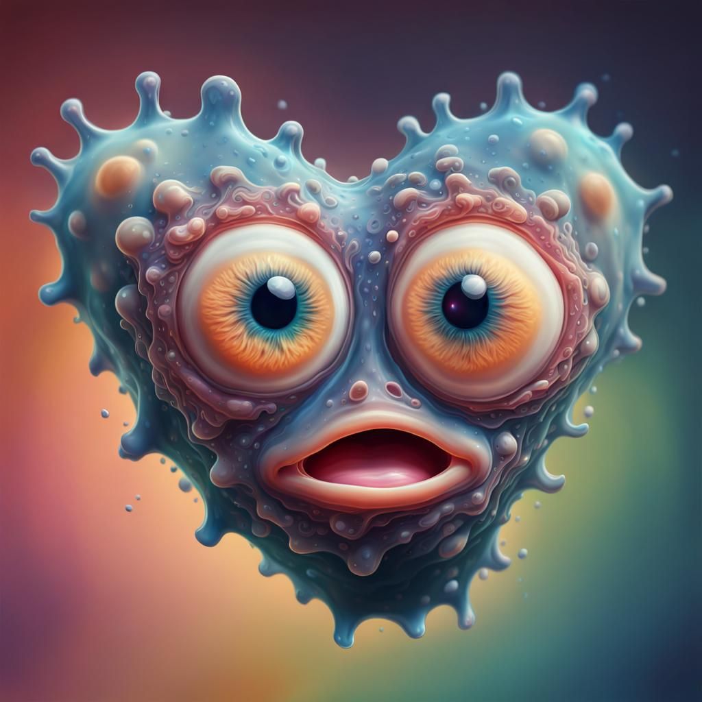 Hyperrealistic Furry Amoeba with Colorful Background