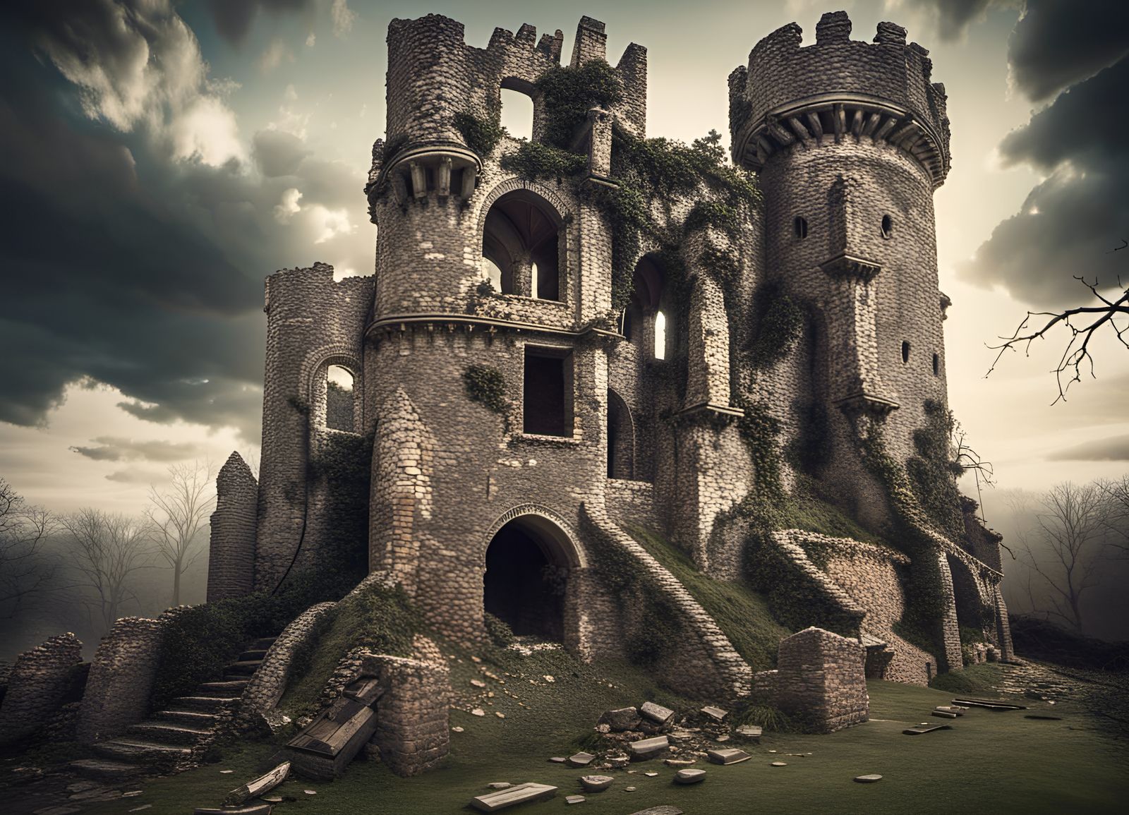 Medieval Castle Ruins in Photorealistic Detail