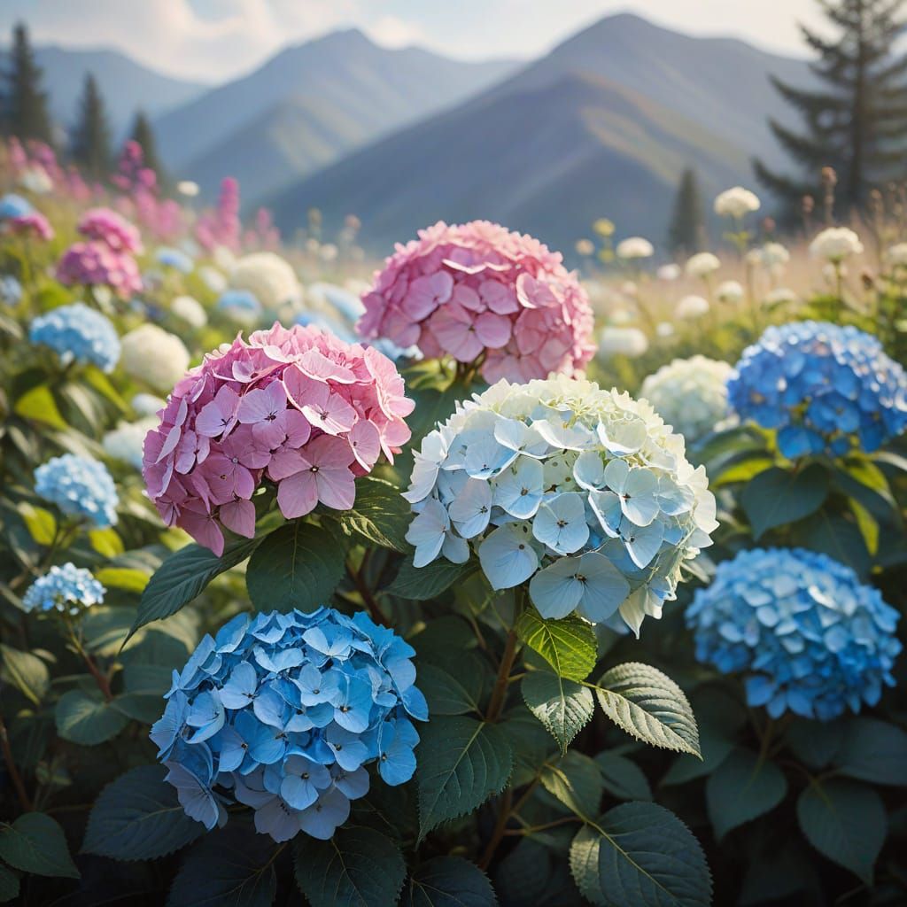 Watercolor Hydrangeas in Vibrant Colors