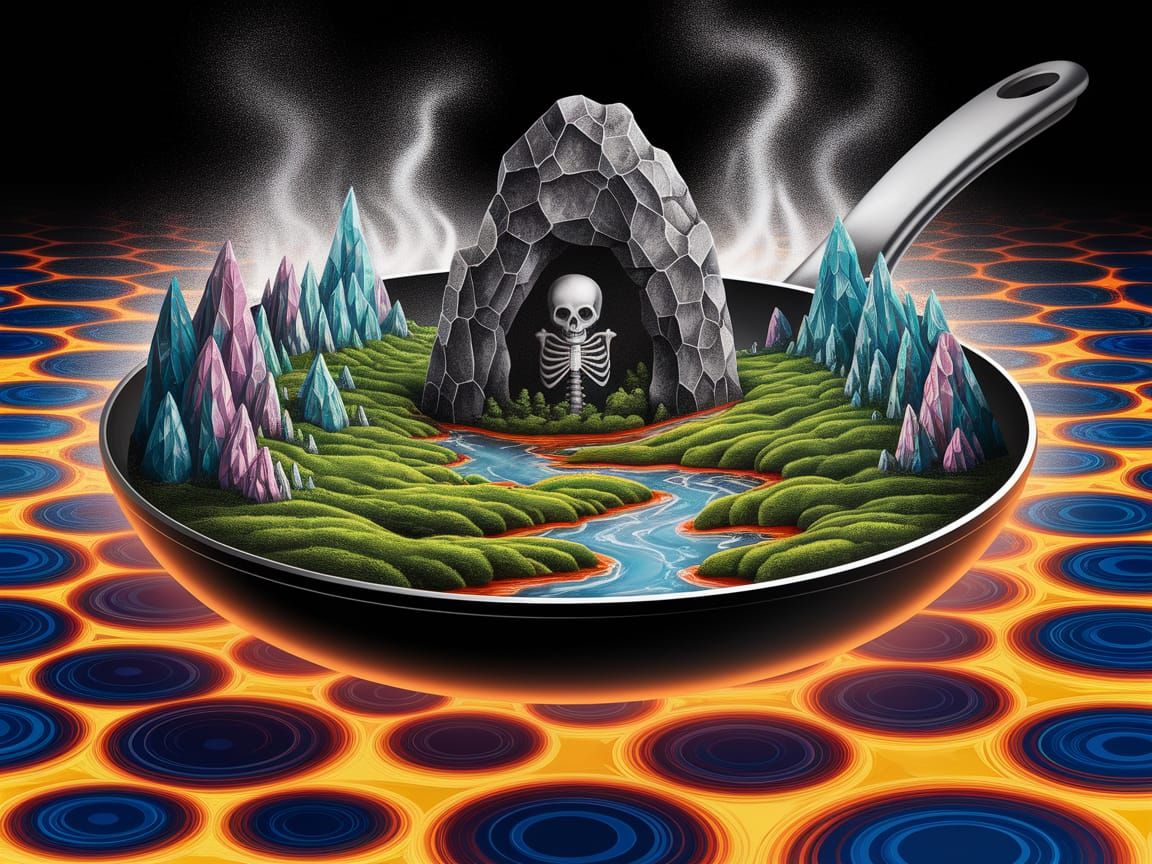 Rocky Skeleton Landscape in Frying Pan on Lava