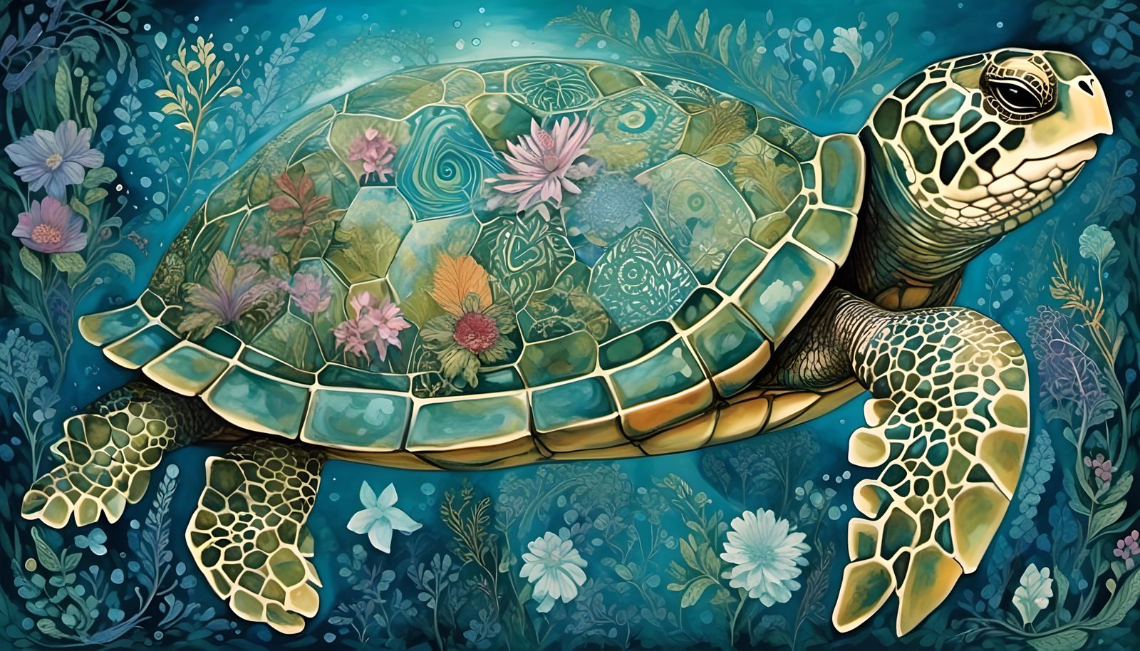 Mystical Crystal Turtle in Ethereal Forest