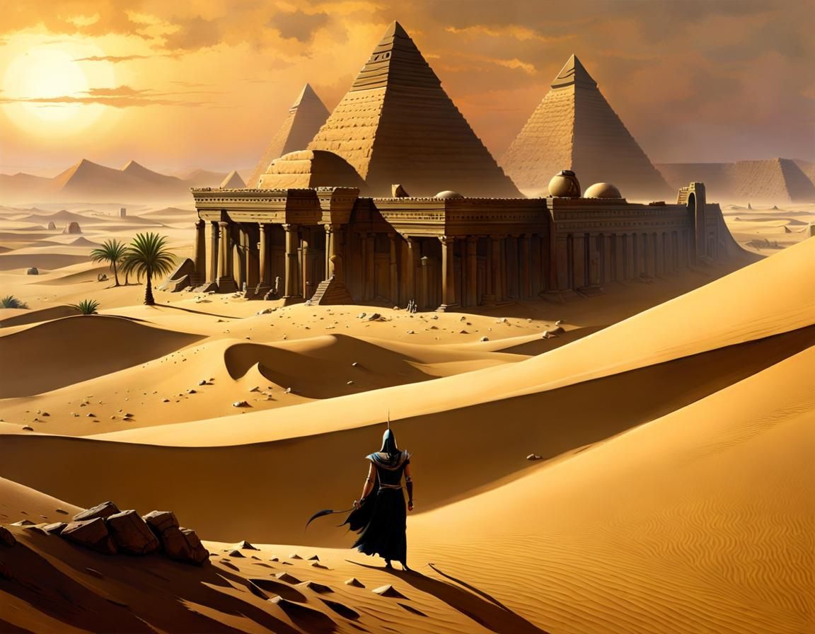 Grim Desert Ruins in Dark Fantasy Style