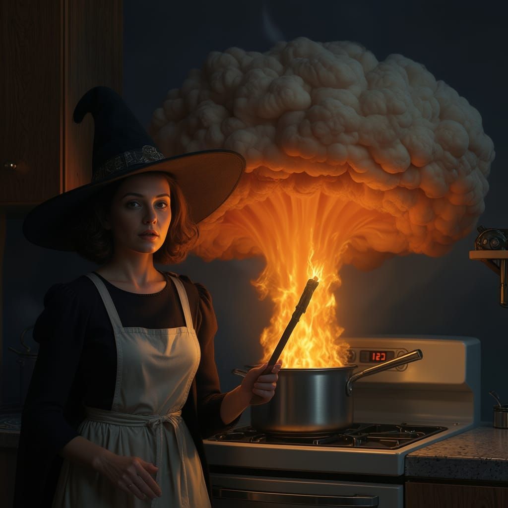 Hyperrealistic Atomic Mushroom Cloud Erupts From Pan